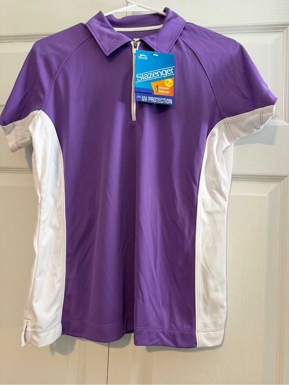 Slazenger Purple and White Short-Sleeve Polo